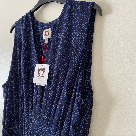 Ann Klein Robin’s Egg Dot Print Midi Dress. - Picture 6 of 7